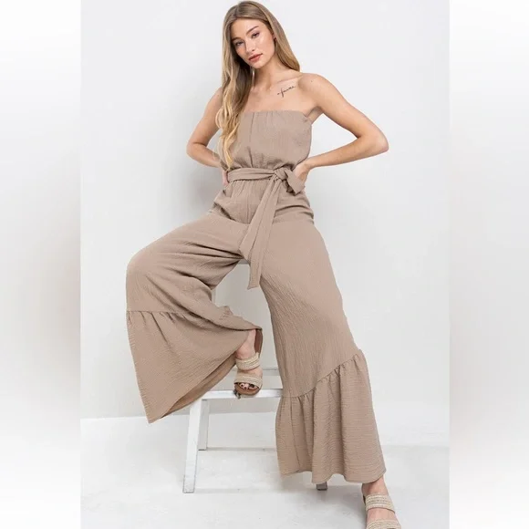 Off Shoulder Wide Leg Jumpsuit - Picture 2 of 5